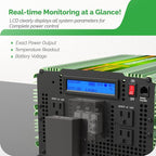 EDECOA Pure Sine Wave Power Inverter 3500W DC 12V to AC 120V with LCD Display and Remote Controller 4 AC Outlets and 1 Terminal Block