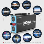 New Upgraded 24V 3000 Watts Pure Sine Wave Inverter, 24V DC to 110V/120V AC Power Inverter with 4 AC Outlets, USB Port, Type-C Port for Truck, Vehicle, Power Outage, Remote Control with LCD Screen