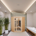 Far Infrared Sauna Low EMF Wooden Saunas for Home, 2-3 Person Indoor Home Saunabox, 1600watt Canadian Hemlock Sauna Room with Bluetooth, LCD, 10 Minutes Pre-Warm up