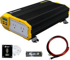 K KRIËGER 1500 Watts Power Inverter 12V to 110V, Modified Sine Wave Car Inverter, Dual 110 Volt AC Outlets, Hardwire Kit, DC to AC Converter with Installation Kit - ETL Approved Under UL STD 458