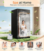 Sauna Box, Portable Sauna for Home, Personal Portable Steam Sauna Tent with 1200W 3L Steamer Heater, 15 Levels, Remote Control, Foldable Chair, Cozy Big Size 36 * 36 * 71 inches