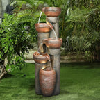 5 -Tier Outdoor Garden Water Fountain Decor, Resin Fountain for Garden, Floor Patio, Deck, Porch, Backyard and Home Art Decor (Brown, 39.7inch)