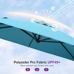 PURPLE LEAF 8' X 8' Patio Umbrella with Wheeled Base for Pool 7' High Offset Outdoor Cantilever Umbrella Swimming Pool Umbrella with 360°Rotation for Poolside Turquoise Blue