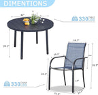 5 Pieces Round Dining Table Set for 4, Patio Dining Set Includes 4 Blue Stackable Patio Chairs and 1 Black Round Table, Patio Furniture Setss with Sling Support for Outside, Garden