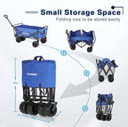 EchoSmile Heavy Duty 350 Lbs Capacity Collapsible Wagon, Outdoor Folding Camping Wagons, Grocery Portable Utility Cart, Adjustable Rolling Carts, All Terrain Sports Wagon with Big Wheels by Boahaus