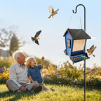 LSCQYYCCSquirrel Proof Bird Feeders for Outdoors Hanging, 5LB Capacity Metal Wild Birdfeeders Outside Hanging,Large Feeder That Attracts Cardinals, Chickadees, and More Birds-One in Blue