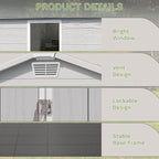 Greesum 6x4FT Plastic Outdoor Storage Shed with Floor, Resin Sheds with Lockable Double Door, Window & Vents, All-Weather Tool Sheds for Garden, Backyard, Patio, Light Gray