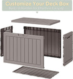 Outdoor Storage Box, Resin Deck Boxes Indoor and outdoor, Waterproof Storage Box Lockable Lid (Grey, 45 Gallon)