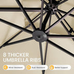 10x10 FT Cantilever Patio Umbrella with Base Included Double Top Outdoor Square Large Heavy Duty Aluminum Offset Umbrellas with 7 Level Tilt 360-degree Rotation for Pool Garden Deck,Beige