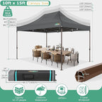 COBIZI 10x15 Pop Up Heavy Duty Canopy with 4 Sidewalls and Hexagonal Legs, Easy up Tent for Parties, Commercial and Wedding, Outdoor Canopy with Roller Bag, Sand Bags, Waterproof & UPF50+ (Gray)