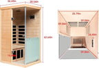 Sauna Infrared Saunas for Home 1 Person, 1060W Far Infrared Sauna Room Hemlock Wood Indoor Saunabox with Tempered Glass, Blue-Tooth Speakers, LCD-Display Control Panel