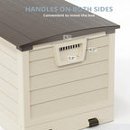 Outvita Foldable 75 Gallon Outdoor Storage Box, Plastic Storage Containers with Lid, Patio Deck Box Furniture for Garden, Pool, Balcony, Yard (Brown)