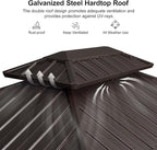 PURPLE LEAF 6.5' X 10' Hardtop Grill Gazebo for Patio Permanent Metal Roof with 2 Side Shelves Deck Yard Tent Aluminum Garden Outside Sun Shade Outdoor BBQ Canopy