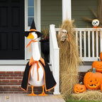 Halloween Porch Goose Outfit Set for 23'' Plastic Statue Lawn Porch Goose Clothes with Cloak Hat Costume for Indoor Outdoor Patio Yard Lawn Art Decor(Orange)