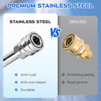 Pressure Washer Extension Wand, 120" Stainless Steel Lance with 30°/90°/120° Curved Rods, 5 Nozzle Tips, 1/4" Quick Connect, 4000 PSI for Gutter, Roof, and Siding Cleaning