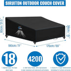 SIRUITON Garden Patio Rattan Daybed Cover Patio Bed Cover 69" W x 71" D x 31.5" H,Heavy Duty 420D Oxford Waterproof Outdoor Double Sofa/Patio Bed Lounger Covers