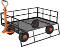 1200LB Capacity Garden Cart, 3-in-1 Heavy Duty Utility Wagon with 13" All-Terrain Tires, Removable Mesh Sides & 180° Swivel Handle - Outdoor Yard Cart for Gardening, Farming, Patio Use