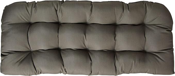 RSH DECOR: Sunbrella Tufted Wicker Loveseat Cushion | 44" x 22" | Outdoor Settee Cushion for Patio Furniture | Crafted with Sunbrella Performance Fabric| Canvas Taupe