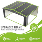 14X12 FT Outdoor Storage Shed, Durable Metal Outside Storage with Lockable Doors, Waterproof Storage Shed for Tools, Equipment, Ideal for Backyard Garden Patio Lawn
