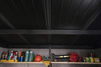Keter Artisan 9x7 Foot Large Outdoor Shed with Floor with Modern Design for Patio Furniture, Lawn Mower, Tools, and Bike Storage, feet, Grey/Black