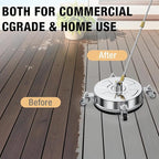 19" Pressure Washer Surface Cleaner with 4 Wheels, Stainless Steel Housing, 4000 PSI Max, 3 Connect Nozzles & 2 Extension Wands, Pressure Washer Surface Cleaner for Concrete, Patios, Sidewalks