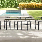 Outdoor Dining Chairs Set of 6, Aluminum Frame Stackable Patio Dining Chairs with Armrest, Wrought Iron Patio Bistro Chairs for Lawn, Backyard, Garden, Porch