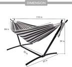 Hammock with Stand for Outside, Heavy Duty Space Saving Steel Stand with 450 lb Capacity,Double Hammock with Portable Carrying Bag, Hamacas para Adultos for Outdoors, Patio, Garden, Yard