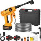 Upgraded LCD Display Portable Cordless Pressure Washer, 790 PSI 21V 2x3.0AH Rechargeable Batteries Powered Pressure Washer, 6-in-1 Nozzle for Car Floor Wall Fence Cleaning,10 Adjustable Pressure Modes