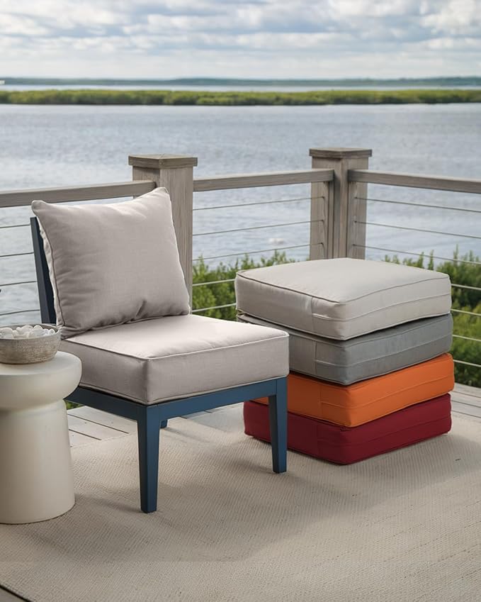 Luxury 24x24x6 Inch Outdoor Cushions - Water&UV&Fade Resistant 1 Set Zippered Patio Chair Back&Seat Cushion for Rattan Dining Rocking Swivel Chairs Loveseat Couch Sectional Sofa - Beige