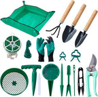 18-Piece Gardening Kit with Bonsai Tools, Succulent & Herb Planting Set, Pruning Shears, Seed Trays, Waterproof Mat – Durable BPA-Free Indoor & Outdoor Garden Tool Set Gift