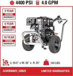Simpson Cleaning ALWB60825 Aluminum Gas Pressure Washer Powered by Simpson, 4400 PSI at 4.0 GPM 60825