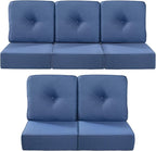Luxury 22x24/22x25 6-Inch Outdoor Cushions for 5 Peice Patio Set - Set of 5 Outside Deep Seat Cushion for Porch Furniture Wicker Rocking Glider Loveseat Couch Sectional Sofa - Navy Blue