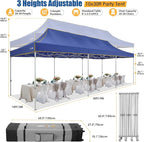 HOTEEL 10x30 Pop up Canopy Tent for Parties, Heavy Duty Easy Setup Tent Without Sidewalls, Outdoor Commercial Instant Gazebo, with Portable Bag, Dark Blue(Hexagonal Frame)