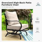 MFSTUDIO Metal Patio Conversation Sets, Outdoor Furniture Sofas Set of 2, 2 Pieces Durable Steel Frame Patio Rocking Chairs with 5.8" Beige Cushions for Patio Garden Backyard Balcony