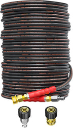 Pressure Washer Hose 125FT, 4200PSI High Tensile Wire Braid Kink Resistant Power Washer Extension Hose, 1/4" Flexible Replacement Hose with M22-14mm Brass Swivel Thread and 3/8 Quick Connect