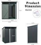 5X3 FT Outdoor Storage Shed, Waterproof Metal Garden Sheds with Lockable Door, Steel Tool Storage Buildings Shed & Outdoor Storage House for Garden, Backyard, Patio, Lawn, Trash Cans(Grey)