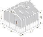 Greenhouse for Outdoor, 6x8ft-8x12ft Wooden WAK-in Greenhouse Kitwith 6MM Thick Polycarbonate Panel, Lockable Door & Adjustable Roof Vent ，Backyard Garden ﻿ (Light Mocha Brown, 6x8 FT)