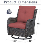 Swivel Rocker Patio Chairs：2 Pieces Patio Swivel Rocker Chairs with Wicker Armrests Patio Swivel Rocking Chairs Outdoor Swivel Rocker Patio Chair