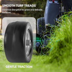 AR-PRO (2-Pack) 11x6.00-5 Flat Free Tire and Wheel - Universal 11x6-5 Solid Rubbe Riding Lawn Mower Tire with Rim - With 5.9"-8.1" Centered Hub and 3/4" Bushings - Fit Most Zero Turn Mowers