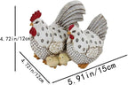Chicken Family Decorative Sculpture, Indoor/Outdoor Outdoor Garden Statue,Rooster, Hen, Chick Garden Sculpture,Rustic Hen Statue