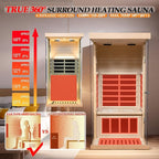 Canada Hemlock Low EMF FAR Infrared Sauna Room, 1 Person Indoor Sauna 1100W/120V with 6 Carbon Panel Heater & LCD Control Panel & Bluetooth Audio & 7-Color Chromotherapy Lights & 270° Panoramic Vision