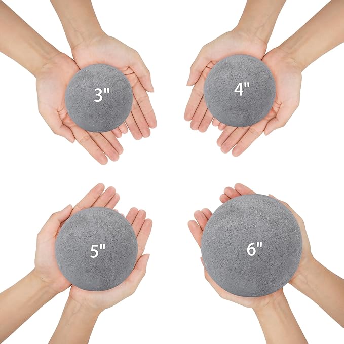 Skyflame 6-inch Ceramic Balls, 4 Pack Gray Round Fire Stones for Natural/Propane Indoor/Outdoor Fire Pits/Fireplaces/Fire Bowls Accessory
