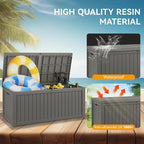 NUNU LAB 180 Gallon Outdoor Storage Box, Large Resin Deck Box with Double Wall Panels, Waterproof Patio Storage Bin for Garden Tools, Pool Accessories, Package Deliveries & Outdoor Gear,Grey