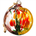4” Tree of Life Witch Balls, Gazing Balls Hanging Friendship Balls, Hand-Blown Glass Christmas Ornament for Window Outdoor Home Decor, Garden Decoration, Gifts for Women (Yellow