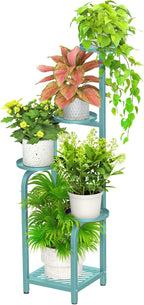 TOSKING 5 Tier Tall Plant Stand Indoor Outdoor, Heavy Duty Corner Shelf for Plants & Decor, Space Saving 3.9FT Metal Flower Pot Stand for Balcony, Garden, Living Room, Patio (Blue, 47in)