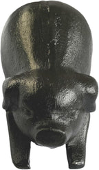 NACH Cast Iron Pig Statue - Rustic Garden Sculpture, Black Door Stop/Paperweight, Head Down Pig, JS-90-7152