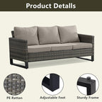 Rilyson Wicker Outdoor Patio Furniture Set - 5 Piece Patio Conversation Set with 2 Swivel Rocker Chairs,2 Rattan Ottoman and 1 Couch for Outside Porch Deck Backyard Garden(Mixed Grey/Grey)