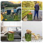 Collapsible Pop Up Trash Can, Outdoor Recycling Bin 13.8x15.8 in, 600D Oxford Cloth Yard Waste Bags, Camping Trash Can With Clip and Zip Lid (1Pcs-Green 10 Gallons)