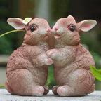 Garden Statues Bunny Decor Resin Dance Rabbit Figurine Cute Fairy Garden Decor Outdoor Statues for Patio Yard Porch Balcony Gifts for Women Mom Grandma Brown
