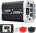 1000 watt Pure sine Wave Inverter, 12V DC to 110V AC Power Inverter, Used for Solar Emergency Power Supply in RV Homes, with 3 AC Output sockets, USB Port, Type-C Port, Remote Control with LCD Screen